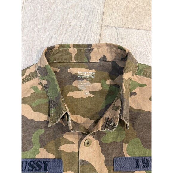 Rare Stussy Camo  International Worldwide Tribe Button Up Shirt  Mens XL - Picture 11 of 11